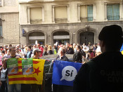 Manifestants a la Via Laietana de Barcelona