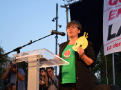 La diputada de la CUP, Mireia Boya, en l'acte central de campanya d' Universitats per la República