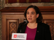 L'alcaldessa de Barcelona, Ada Colau, en l'atenció als mitjans que ha fet a l'Ajuntament el dia de la Mercè