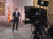 carles puigdemont, camara, tv, set, plato, video, gravant