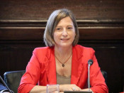 Pla tancat de la presidenta del Parlament, Carme Forcadell, en la reunió de la Mesa i Junta de Portaveus