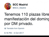 Captura de pantalla del Twitter de SCC a Madrid