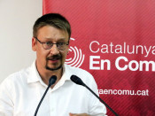 Primer pla del coordinador general de Catalunya en Comú, Xavier Domènech, després de la reunió de la coordinadora nacional