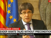 Captura de l'entrevista del president de la Generalitat, Carles Puigdemont, a la CNN