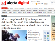 Notícia sobre la mort del pilot després d'estavellar-se l'avió de l'exèrcit el 12-O a Albacete