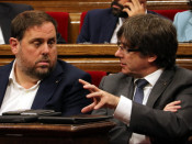 El president Puigdemont i el vicepresident Junqueras, en una imatge d'arxiu
