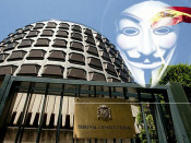 Un fotomuntatge d'Anonymous i el TC