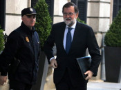 El president espanyol, Mariano Rajoy, arribant a la sessió de control del Congrés