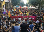 Alcoberro i Mauri davant dels manifestants