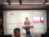 La portaveu del Secretariat Nacional de la CUP Núria Gibert durant la roda de premsa