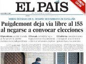 Portada de El País el 27 d'octubre de 2017