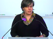 La diputada de la CUP Mireia Boya, durant la roda de premsa al Parlament