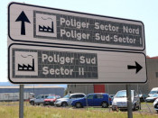 Pla general d'un cartell del polígon de Pla de Politger de Sant Jaume de Llierca