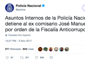Captura del twit de Policia