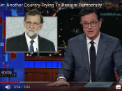 Una captura de pantalla del monòleg de Stephen Colbert