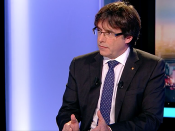 Carles Puigdemont a la televisió belga, en una imatge d'arxiu