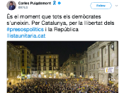 Captura del twit de Carles Puigdemont
