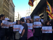Concentració davant la seu de CCOO a Barcelona contra els empresonaments