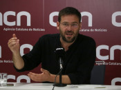 Primer pla del secretari general de Podem Catalunya, Albano Dante Fachín, en un moment de la roda de premsa a l'ACN el 26 de setembre de 2017