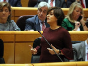 La vicepresidenta del govern espanyol, Soraya Sáenz de Santamaria, durant la sessió de control al Senat