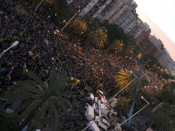La manifestació al carrer Marina de Barcelona, l'11 de novembre de 2017