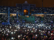 Un moment del concert pels presos polítics, a l'Estadi Olímpic Lluís Companys