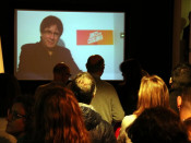 Imatge d'un instant de la viodeoconferència d'aquest 3 de desembre de 2017 del president Puigdemont