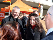 La lider de Ciutadans, Inés Arrimadas, acompanyada pel diputat per Girona Jean Castel