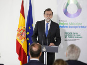 El president espanyol, Mariano Rajoy, en roda de premsa des de Costa de Marfil