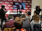 Carles Puigdemont es dirigeix a la premsa per videoconferència