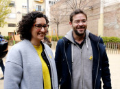 La número dos de la candidatura d'ERC, Marta Rovira, i l'exsecretari general de Podem Catalunya, Albano Dante Fachin