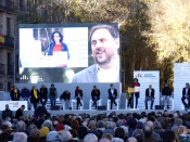 Pla general de la número dos d'ERC, Marta Rovira, intervenint a l'acte central d'Esquerra, davant el CCM del Born