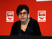Imatge en un pla mig assegut de Laura Pelay, vicesecretària general de la UGT