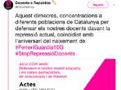 Captura de patalla del twit de Docents per la República