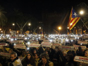 Manifestants davant el TSJC, a Barcelona