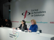 L'alacaldessa Ada Colau i la degana del Col·legi de Periodistes, Neus Bonet