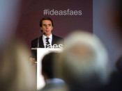 Intervenció de l'expresident del govern espanyol José María Aznar durant la cloenda del fòrum d'idees FAES a València