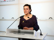 La diputada de la CUP Natàlia Sànchez durant la seva intervenció als faristols del Parlament