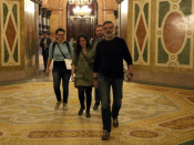 Els quatre diputats de la CUP als passadissos del Parlament