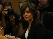 La vicepresidenta del govern espanyol, Soraya Sáenz de Santamaría, a la comissió del Senat que aprova el 155