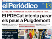 La portada de El Periódico el 13 de març