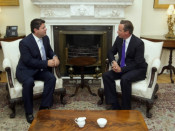 El ministre principal de Gibraltar, Fabián Picardo, amb el primer ministre britànic, David Cameron