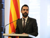 El president del Parlament, Roger Torrent, en compareixença al despatx d'audiències