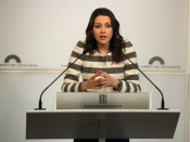 La líder de Cs, Inés Arrimadas, en roda de premsa al Parlament