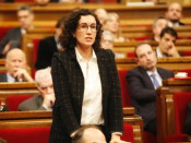 La diputada d'ERC Marta Rovira en el moment de la votació al debat d'investidura de Jordi Turull