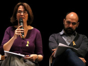 Els líders de l'ANC, Elisenda Paluzie, i Òmnium, Marcel Mauri, presentant la campanya 'Europe, make a move' de l'ACDC
