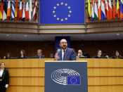 El primer ministre belga, Charles Michel, durant un debat al Parlament Europeu, a Brussel·le