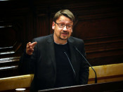 El cap de files de Catalunya en Comú Podem, Xavier Domènech, intervé en la segona sessió d'investidura