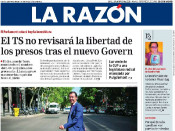 Portada de La Razón el 14 de maig
