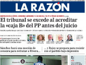 Portada de La Razón el 25 de maig de 2018